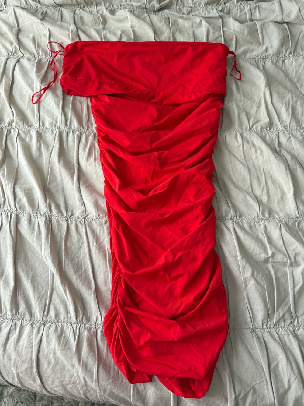 Zara Strapless Ruched Red Mini Dress